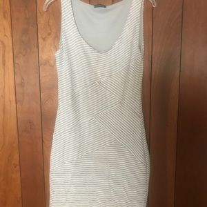 Grey and White form fitting cotton dress